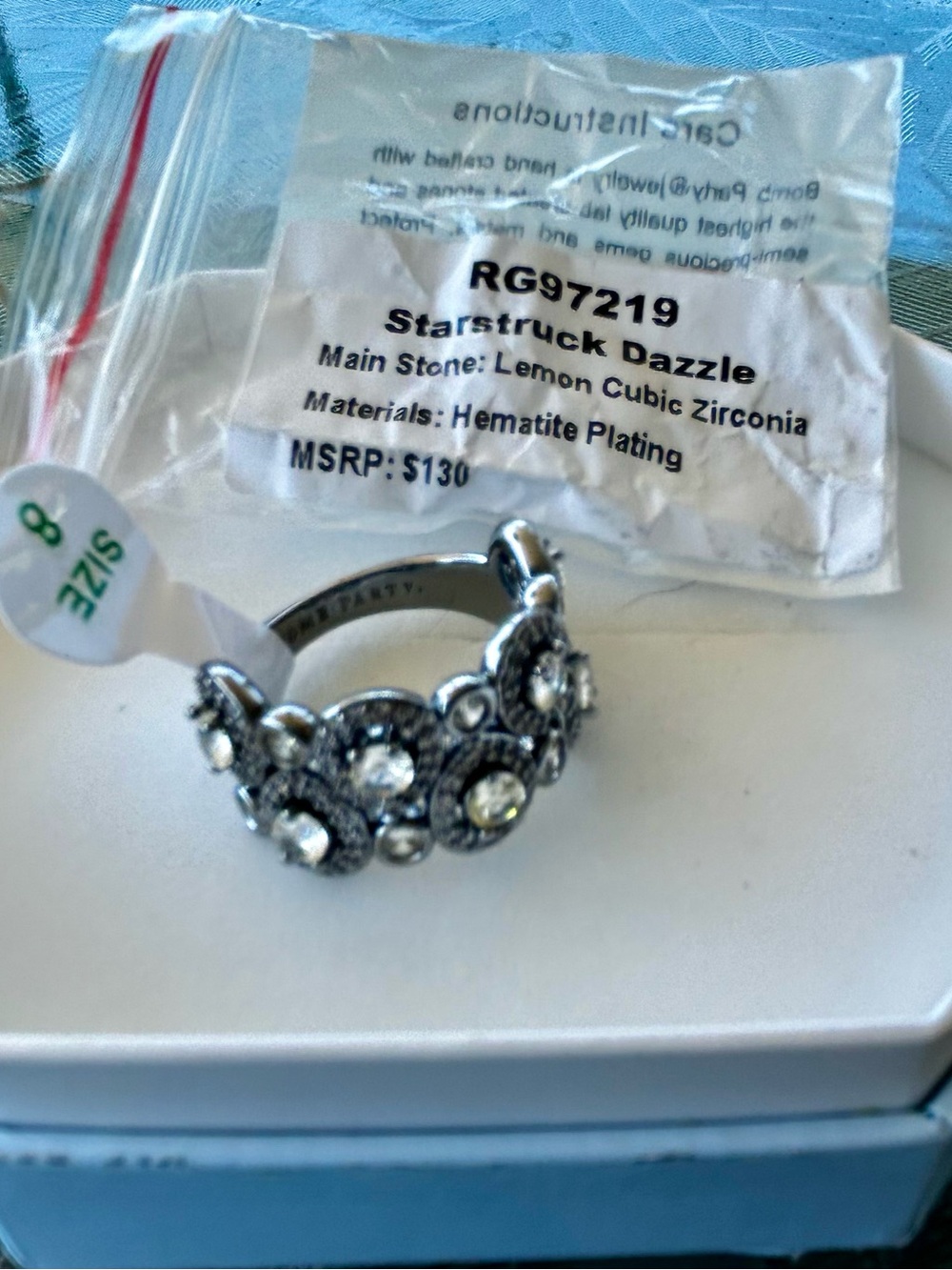 BP OG Hematite-Plated Ring with Lemon Cubic Zirconia size 8